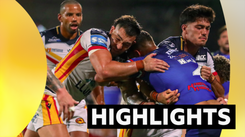 Catalans v Wakefield players next to the word highlights
