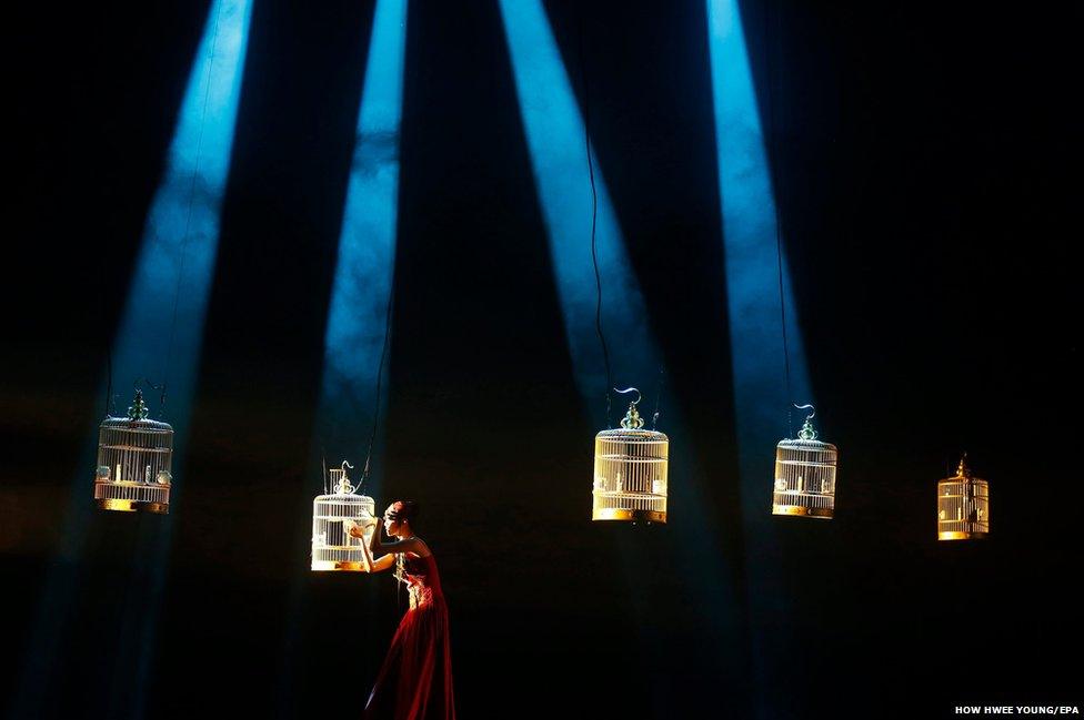 Chinese dancer and choreographer Yang Liping is seen during a performance of The Peacock in Beijing, China