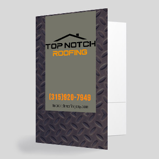 Presentation folders with multiple paper stock options.