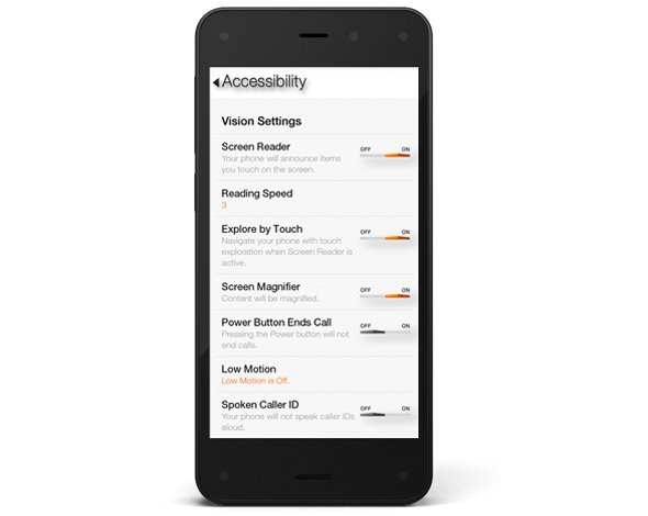 Fire Phone displaying Accessibility setting screen Courtesy: Amazon.com