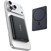 Baseus Picogo Power Bank, Smallest 5,000mAh Magnetic Wireless Charger with USB-C Braided Cable, Fast Charging Portable Batter
