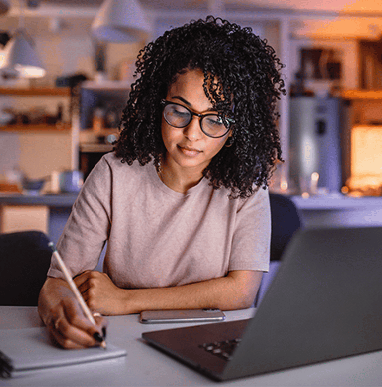 Student studying at a desk