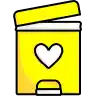 Trash can with heart shaped image