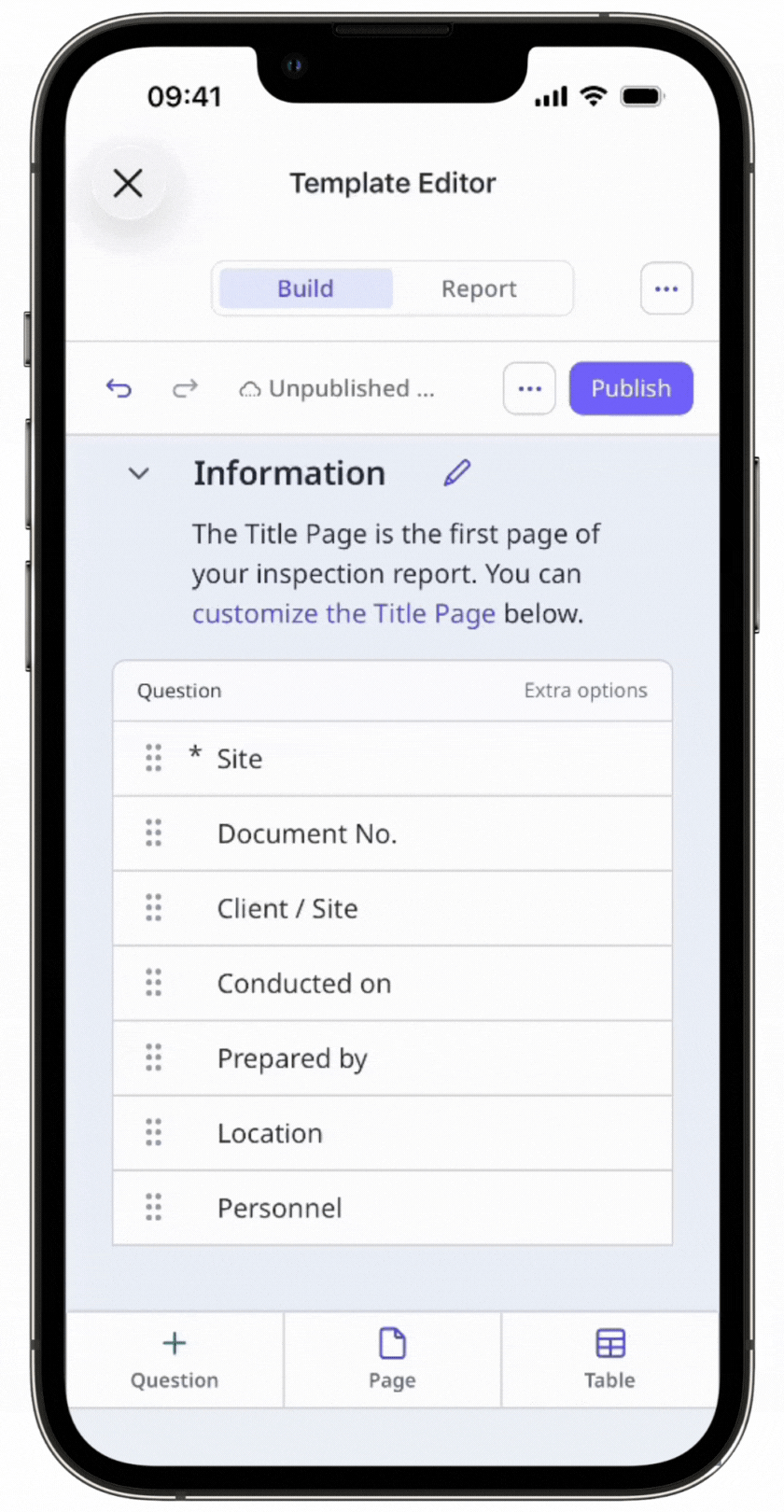 Format document numbering via the mobile app.