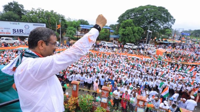 Addressing a gathering in his Parliamentary constituency, Sambalpur, on Saturday, Pradhan said he tried to explain the reality about the resolve of the new generation to Prime Minister Narendra Modi, who later engaged directly with the Gen Z. (Photo: X/@dpradhanbjp)