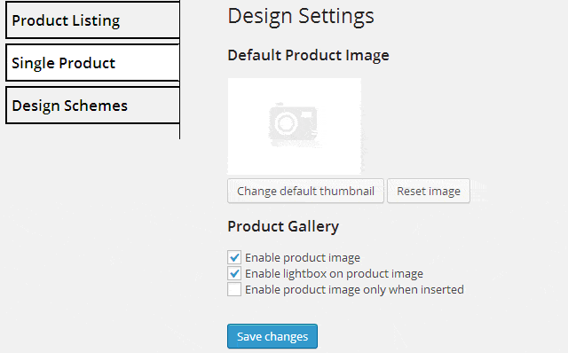 Product Catalog gallery settings