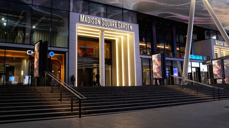 NEW YORK NEW YORK JANUARY 27 An exterior view of Madison Square Garden prior to the game between the New York Knicks...