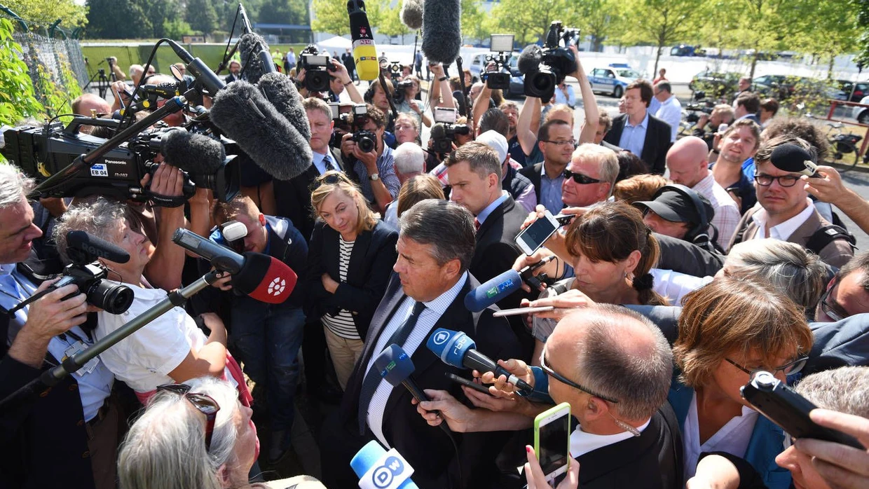Bundeswirtschaftsminister Sigmar Gabriel (SPD) in Heidenau