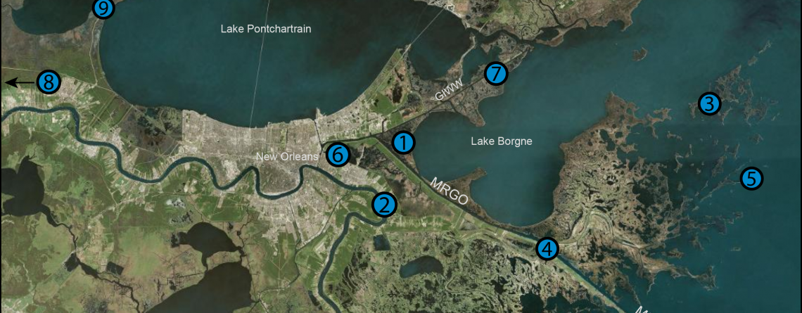 MRGO Project Map Map Source: Esri, DigitalGlobe, GeoEye, Earthstar Geographics, CNES/Airbus DS, USDA, USGS, AEX, Getmapping, Aerogrid, IGN, IGP, swisstopo, and the GIS User Community