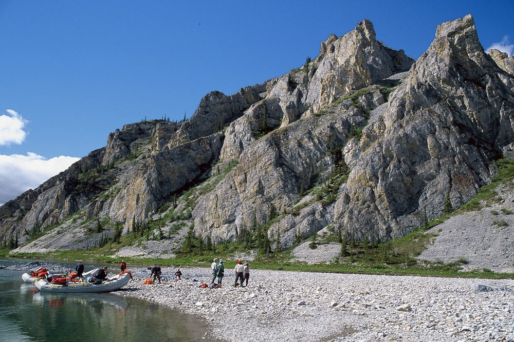 Rafts on shore, Firth River Rafting, Ivvavik National Park, Yukon Territory.
