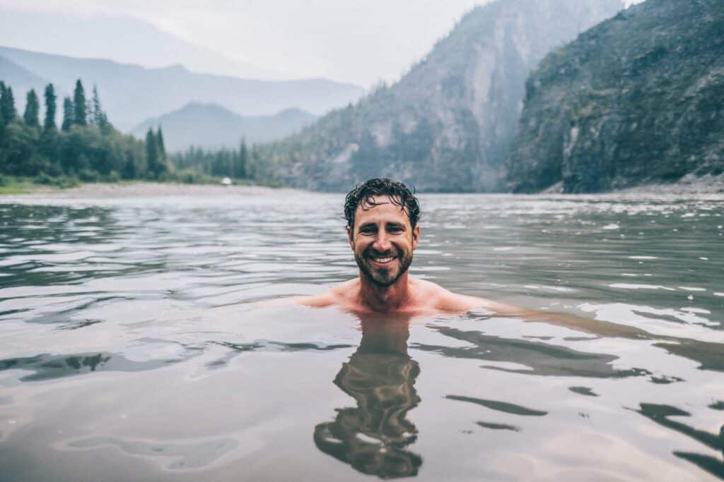 a man in a lake