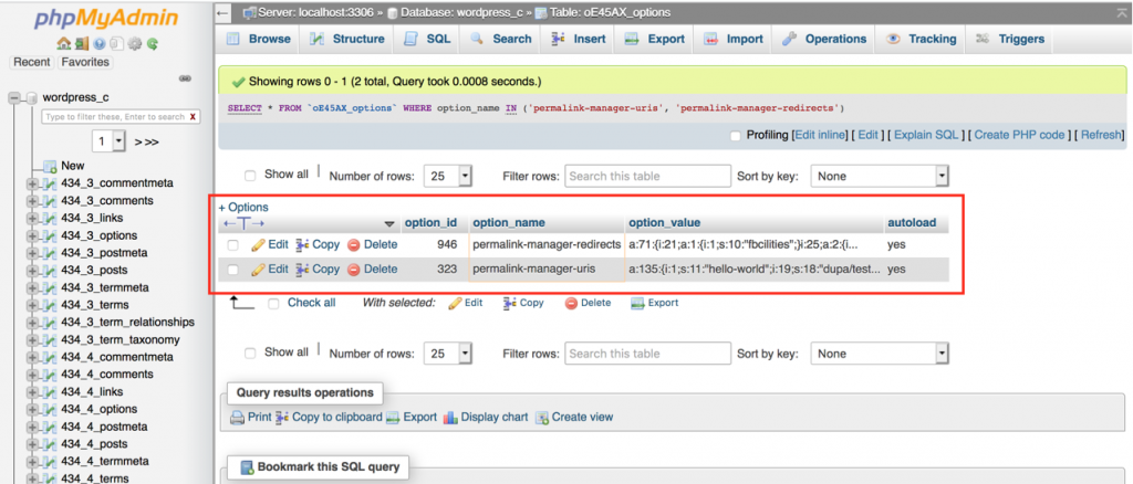 Permalink Manager DB data