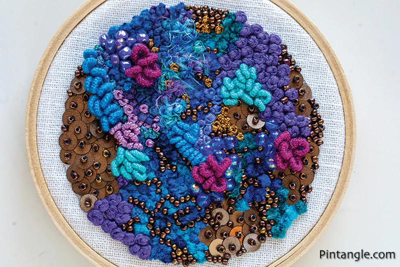 Loop stitch sample in Creative Stitches for Contemporary Embroidery, Volume 2