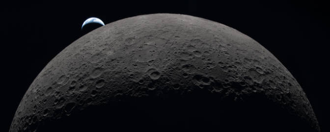 Earth and Moon as imaged from the Orion spacecraft
