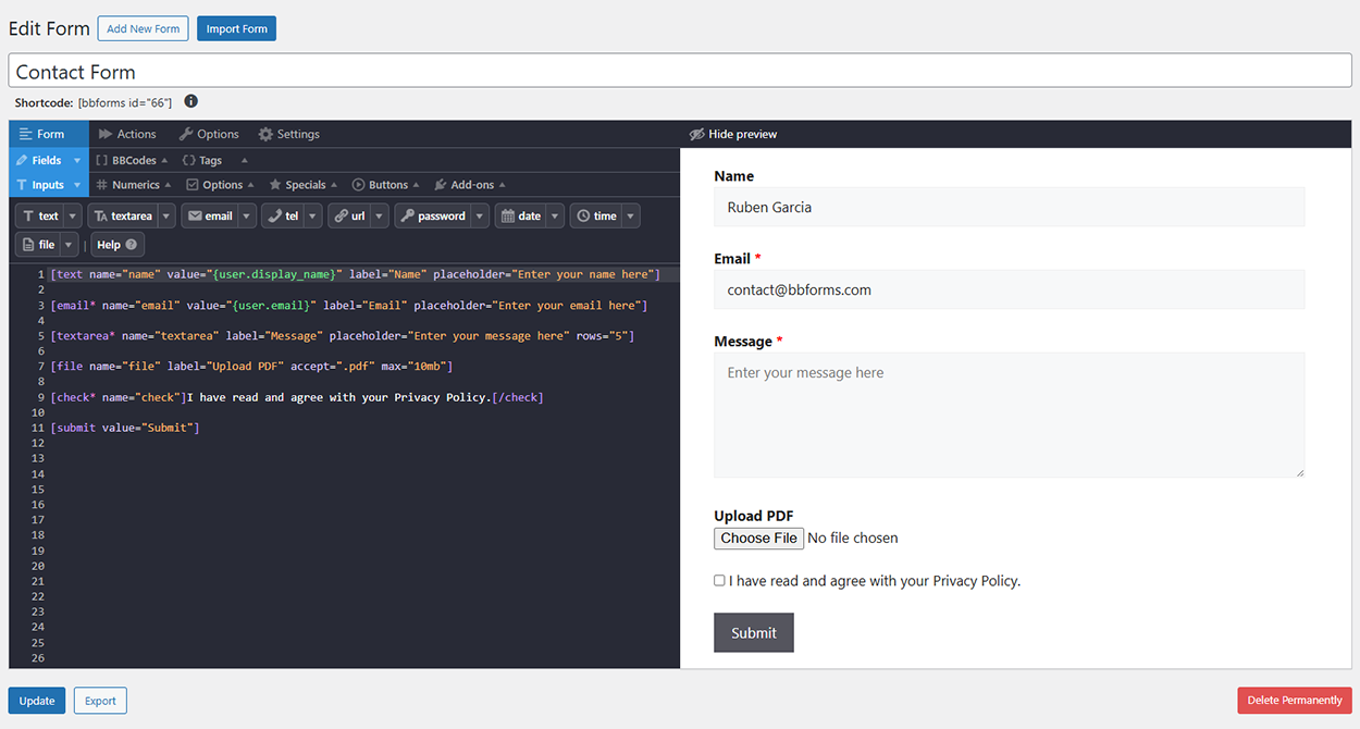 Create forms with an easy-to-use editor.