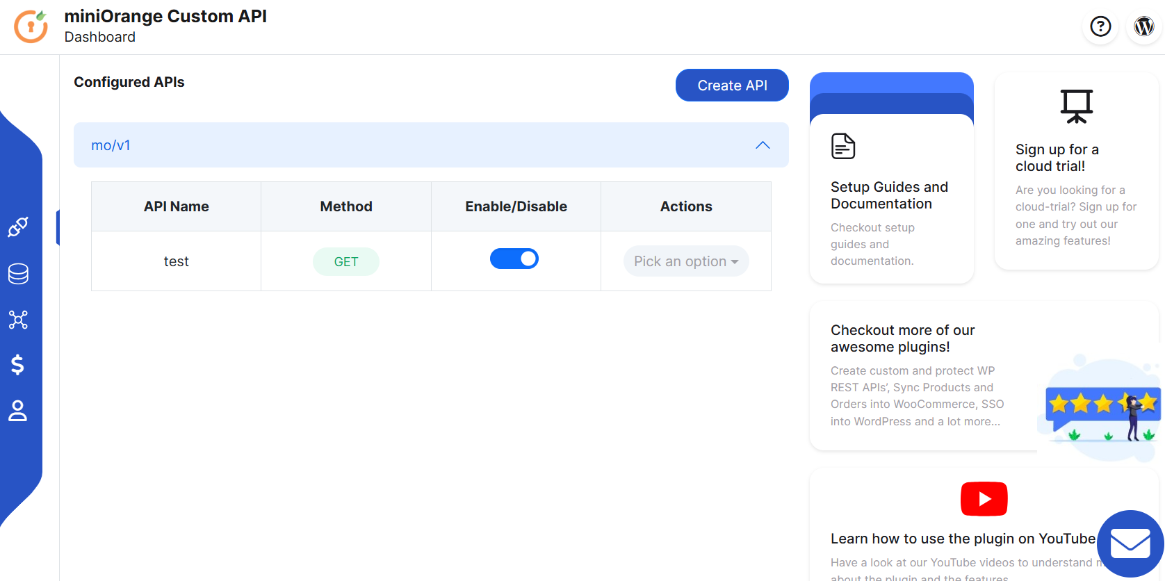 List all created APIs