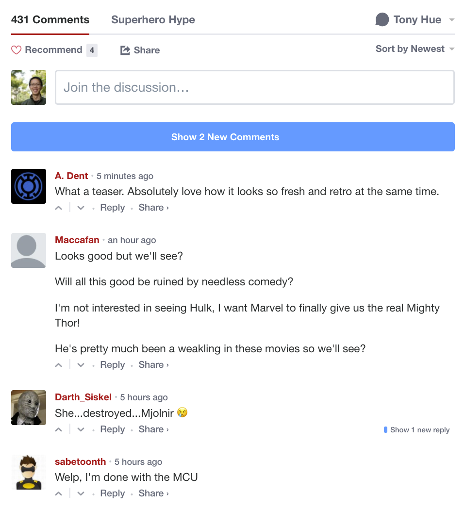 Real-time Comments