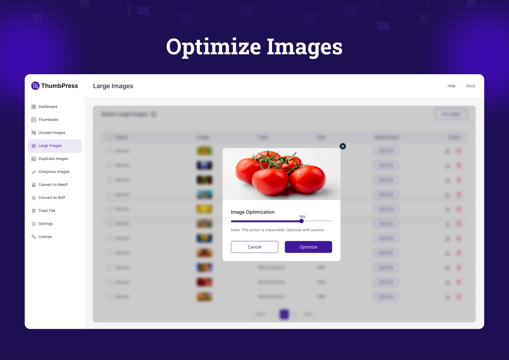 Detect Large Images - Identify oversized images slowing performance