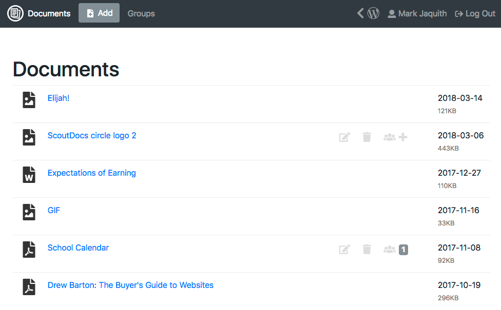 The file list. Here you can see files that you’ve uploaded or that have been assigned to you by someone else.