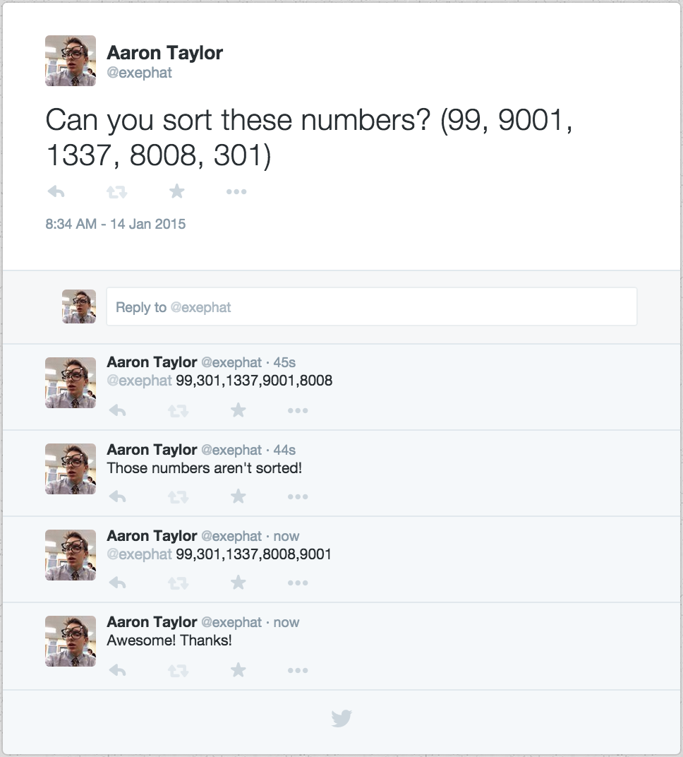 a twitter-sort example