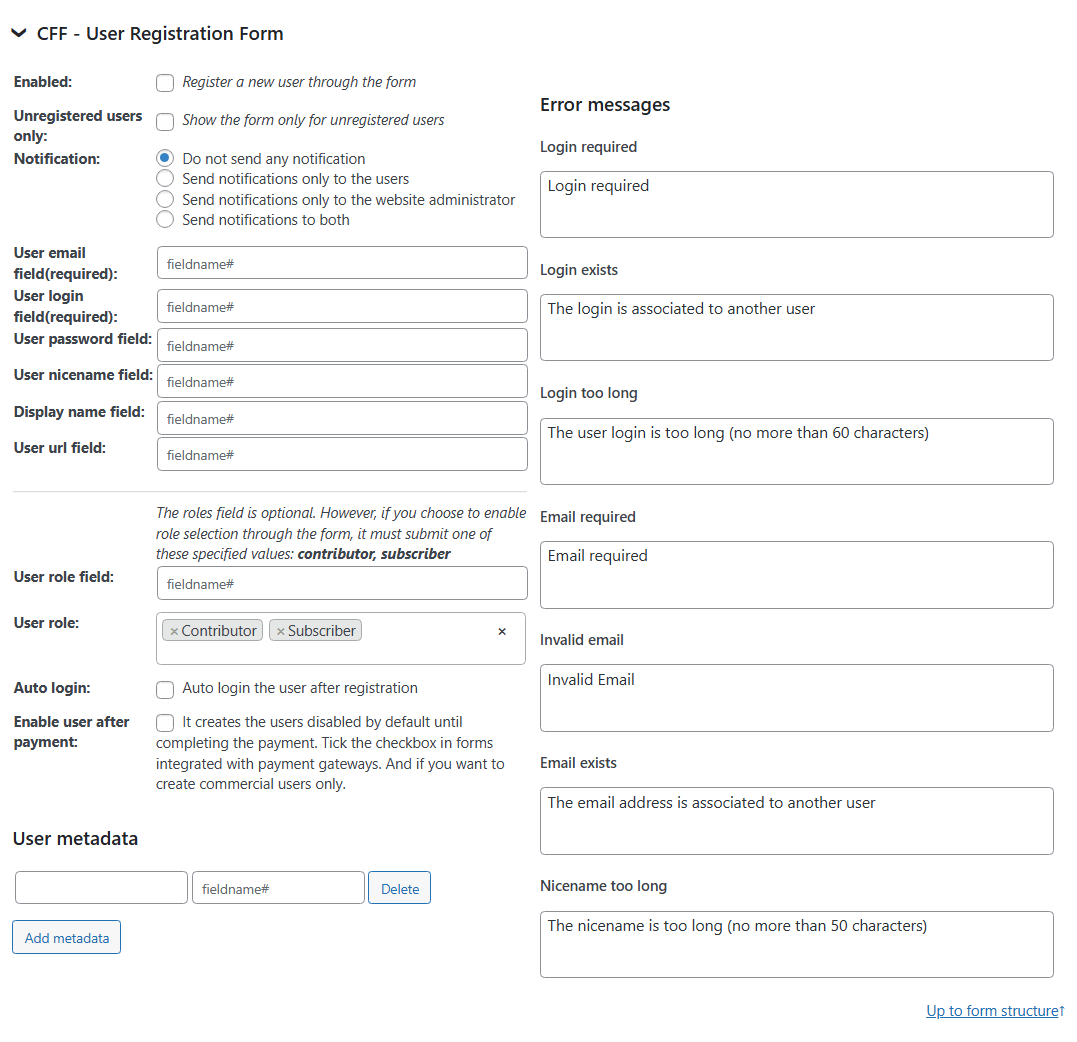 User Registration Form Add-on