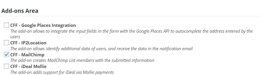 MailChimp Add-On