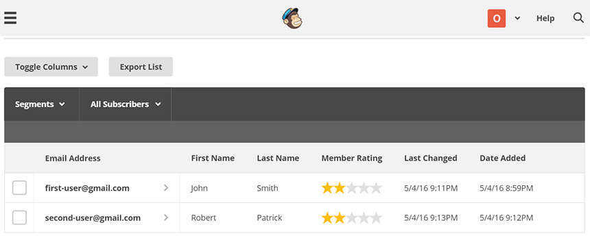 MailChimp Subscribers