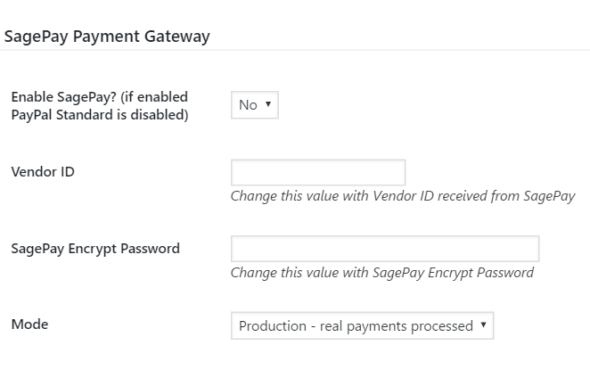 Opayo (formerly SagePay) form settings