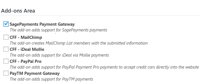 Sage Payment Add-On