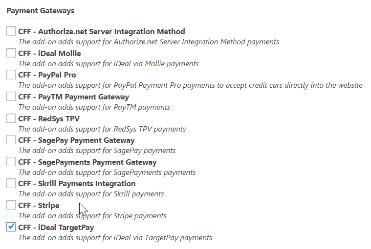 TargetPay (iDeal) Add-On