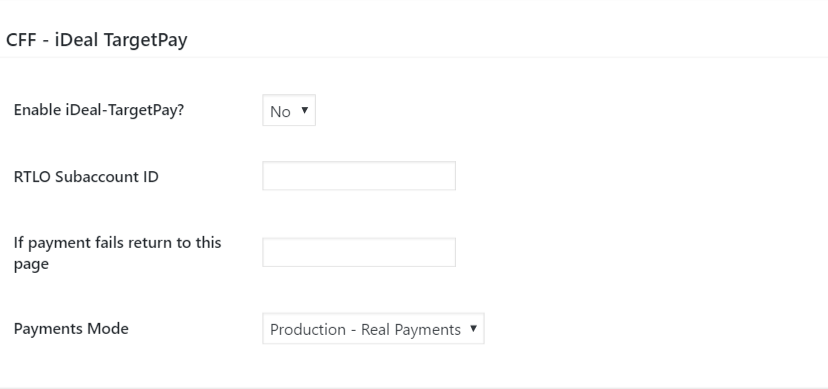 TargetPay (iDeal) settings