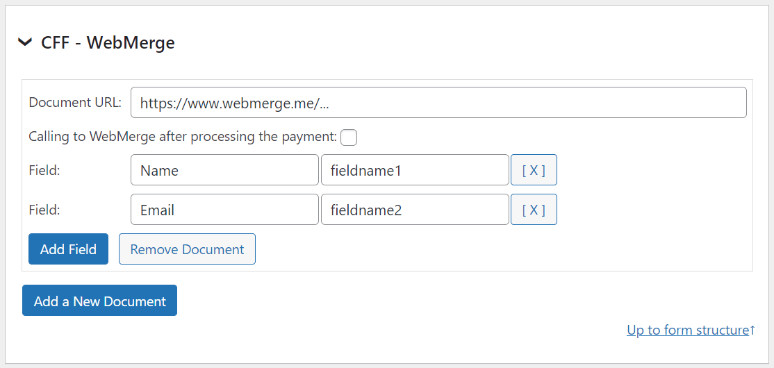 WebMerge form settings