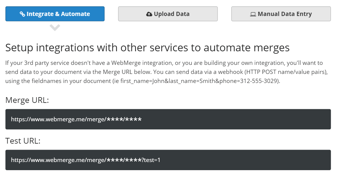 WebMerge Document URL