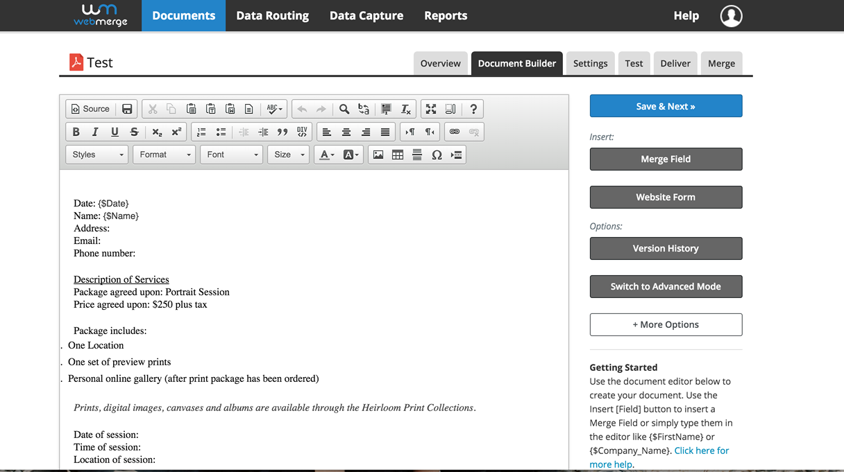 WebMerge Document