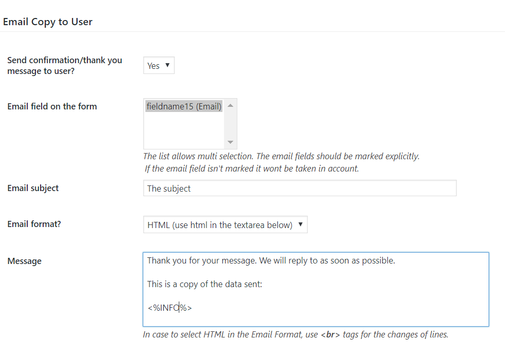 Email Copy to User