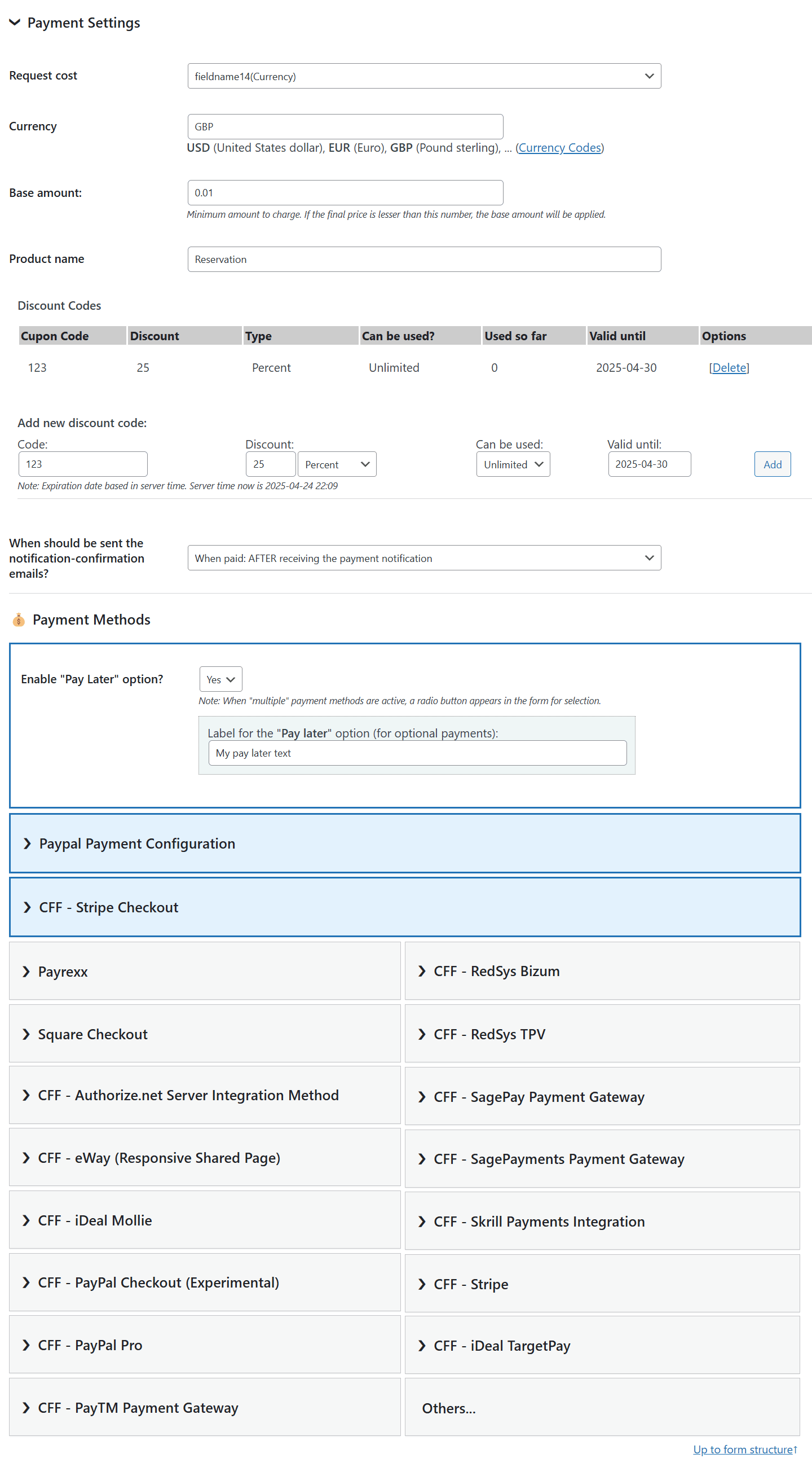 Payment Configuration