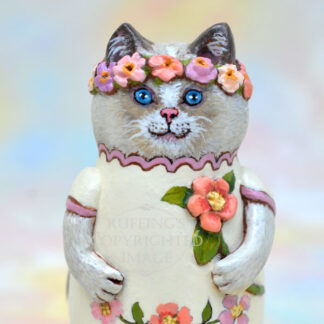One-of-a-kind Miniature Cat Art Figurine, Original Bi-color Ragdoll Kitten, Flora by artist Anne Ruffing