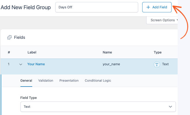ACF Form - Add Custom field