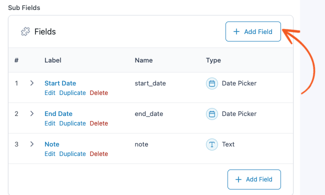 ACF Forms - Add Sub field