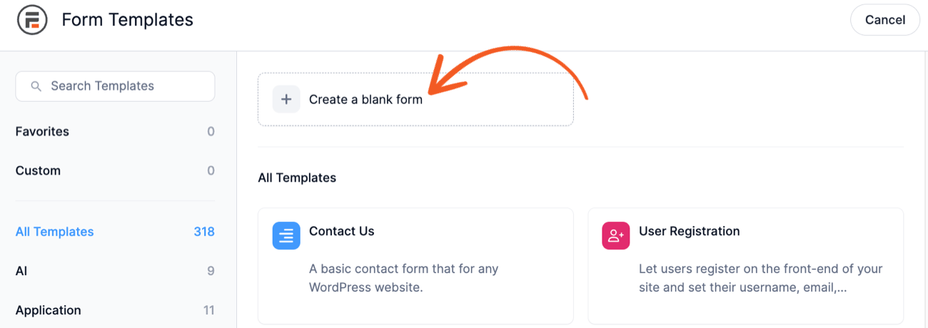 Create a blank form