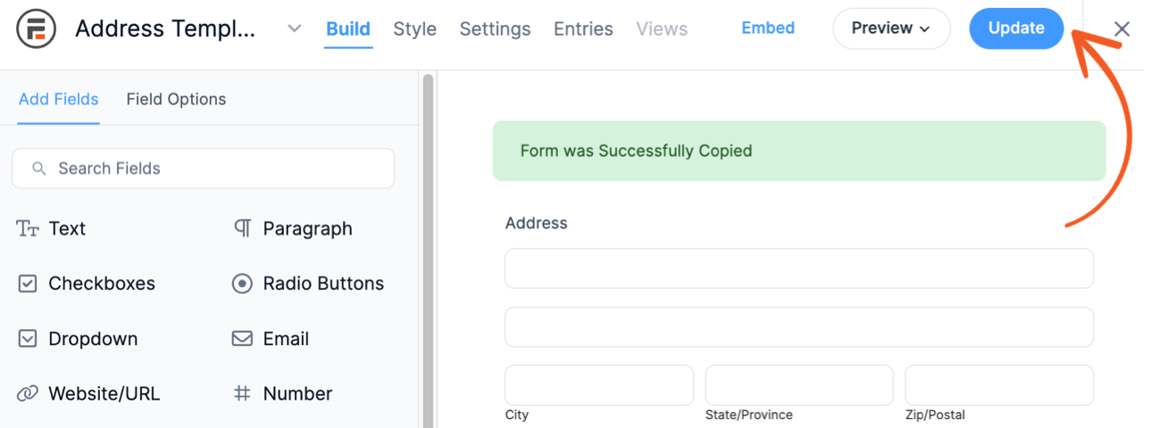 Edit a custom form template