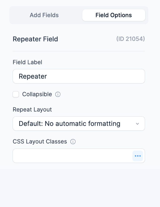 Repeater field Option