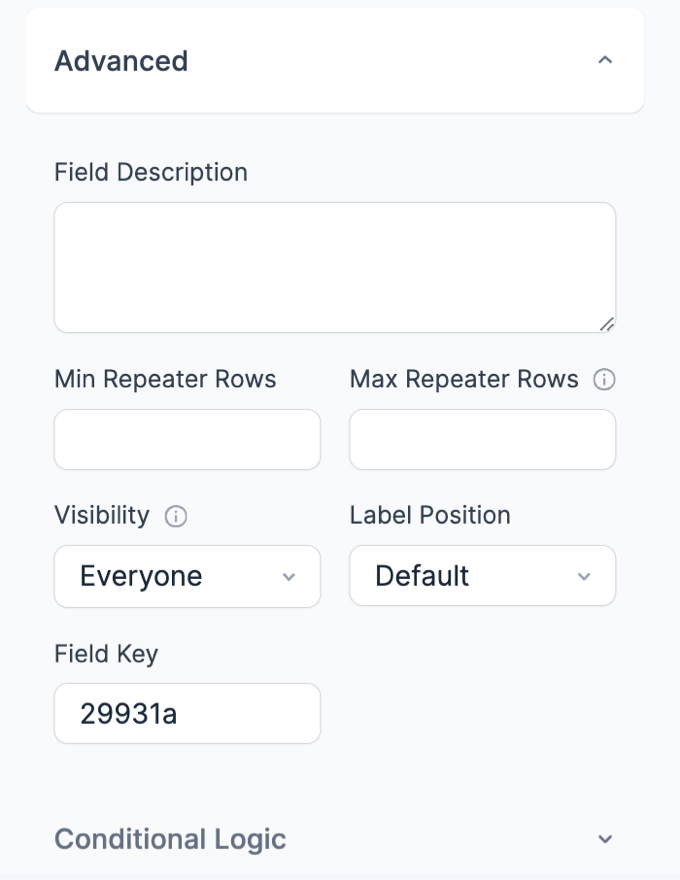 Repeater field Option