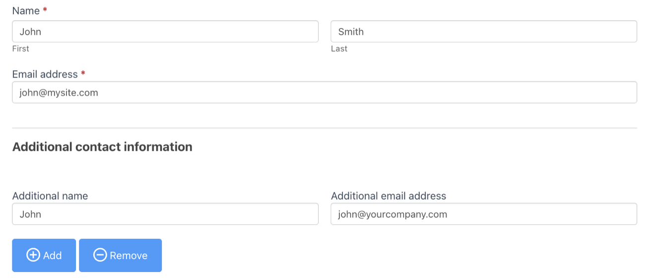 Submit entry to repeater action form
