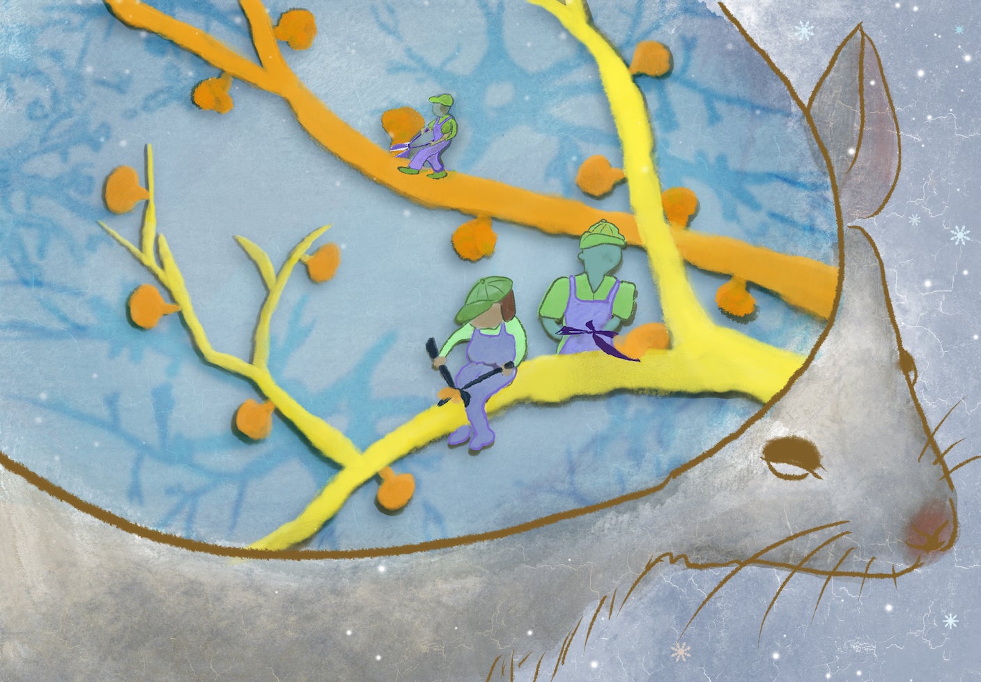 Synapses are pruned in an illustration of a mouse's brain