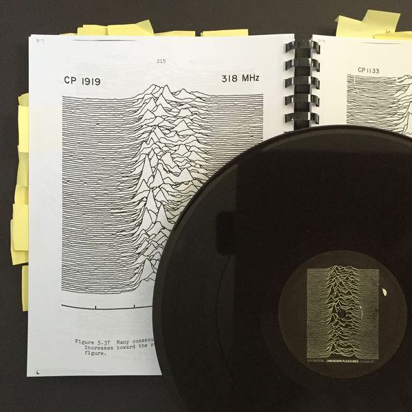 Photograph of Joy Division pulsar and a record