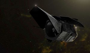 An illlustration of NASA's Nancy Grace Roman Space Telescope in deep space.