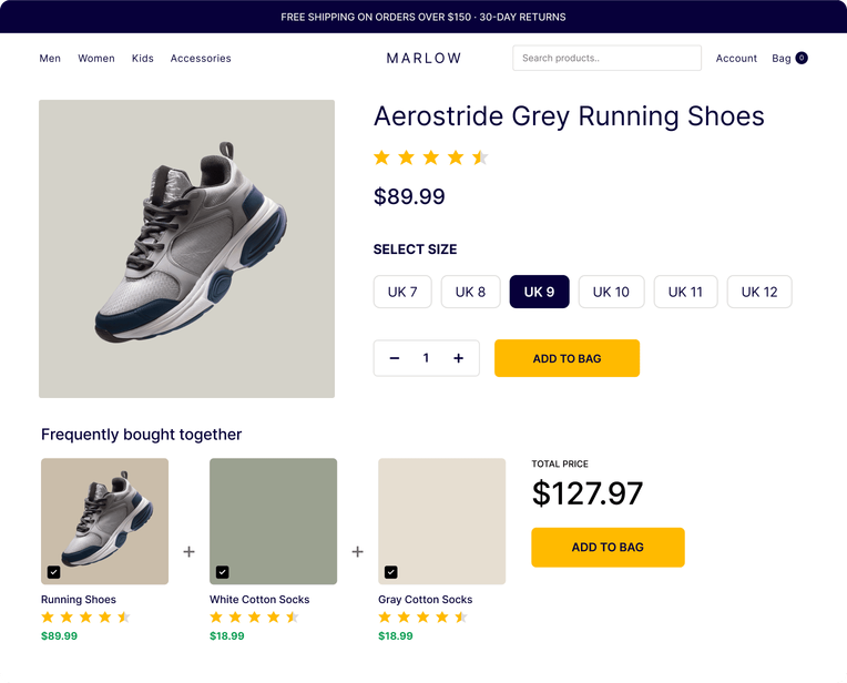 Frequently bought together recommendations that increase average order value with complementary products.