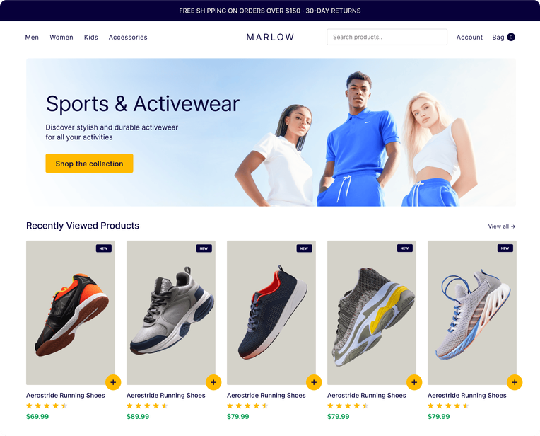 Recently viewed product recommendations helping shoppers continue their buying journey.