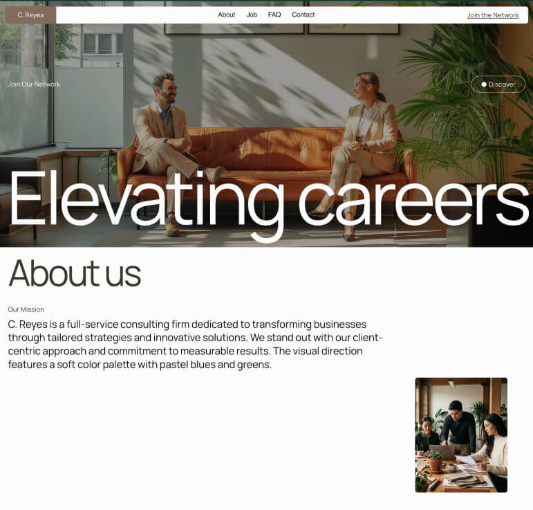 Wix business template for a full-service consulting and career firm